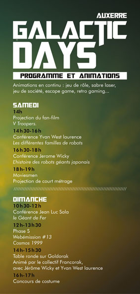 programme et animations des Auxerre Galactic Days 4° edition